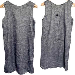 Theory Chambray Linen Shift Dress Sleeveless Dress Size 0 Career Classic